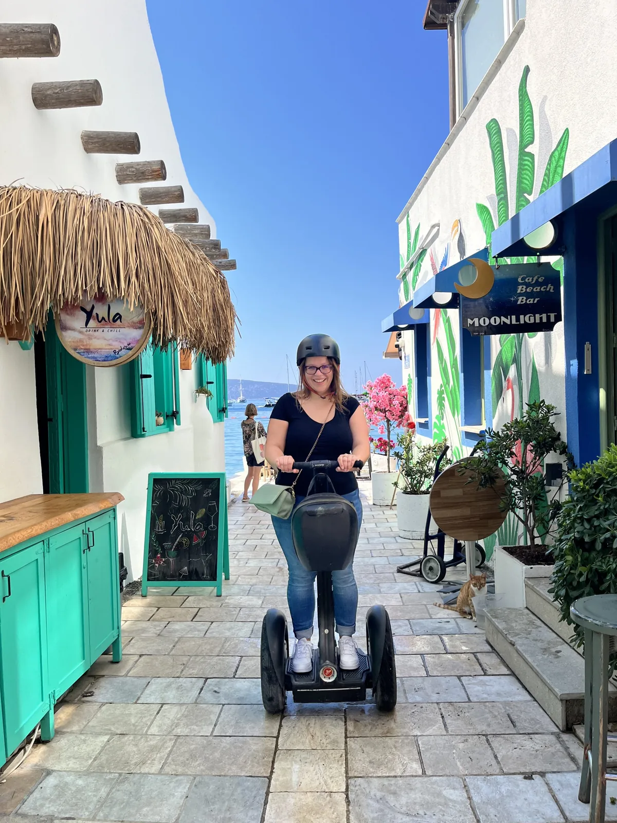 Segway tour on the waterfront promenade, marina and yachts